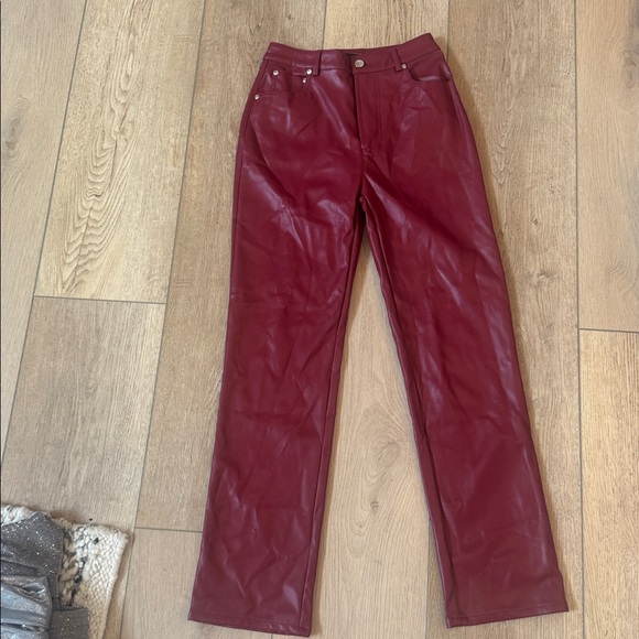Vici Burgundy Leather Pants - Picture 1 of 3